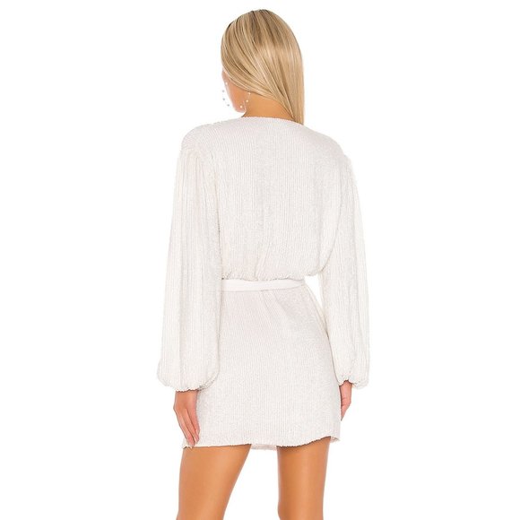 retrofete Gabrielle Robe Mini Dress Moonglow White Sequin Long Sleeve Small - Picture 3 of 6